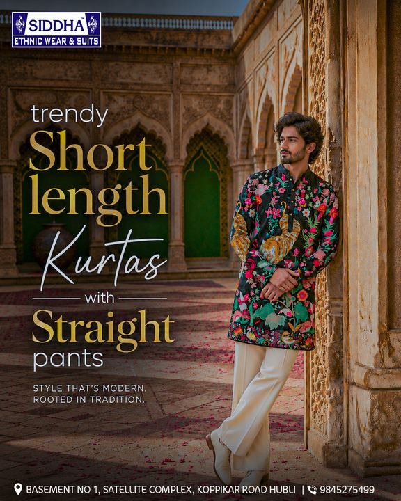 Bloom-print short kurta — Kurtas